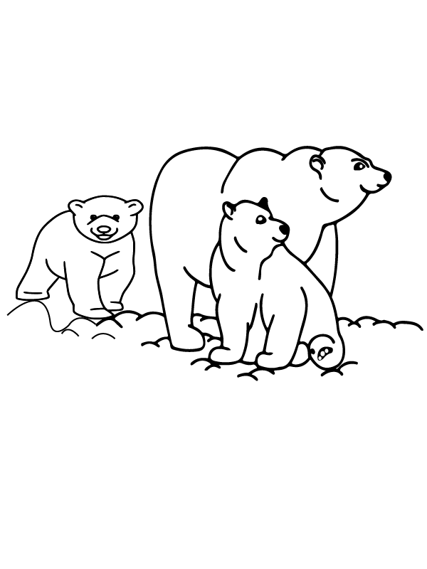 Mama beer en schattige welpen arctische dieren