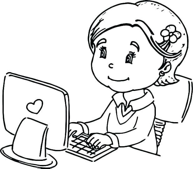 Meisje studeren op computer