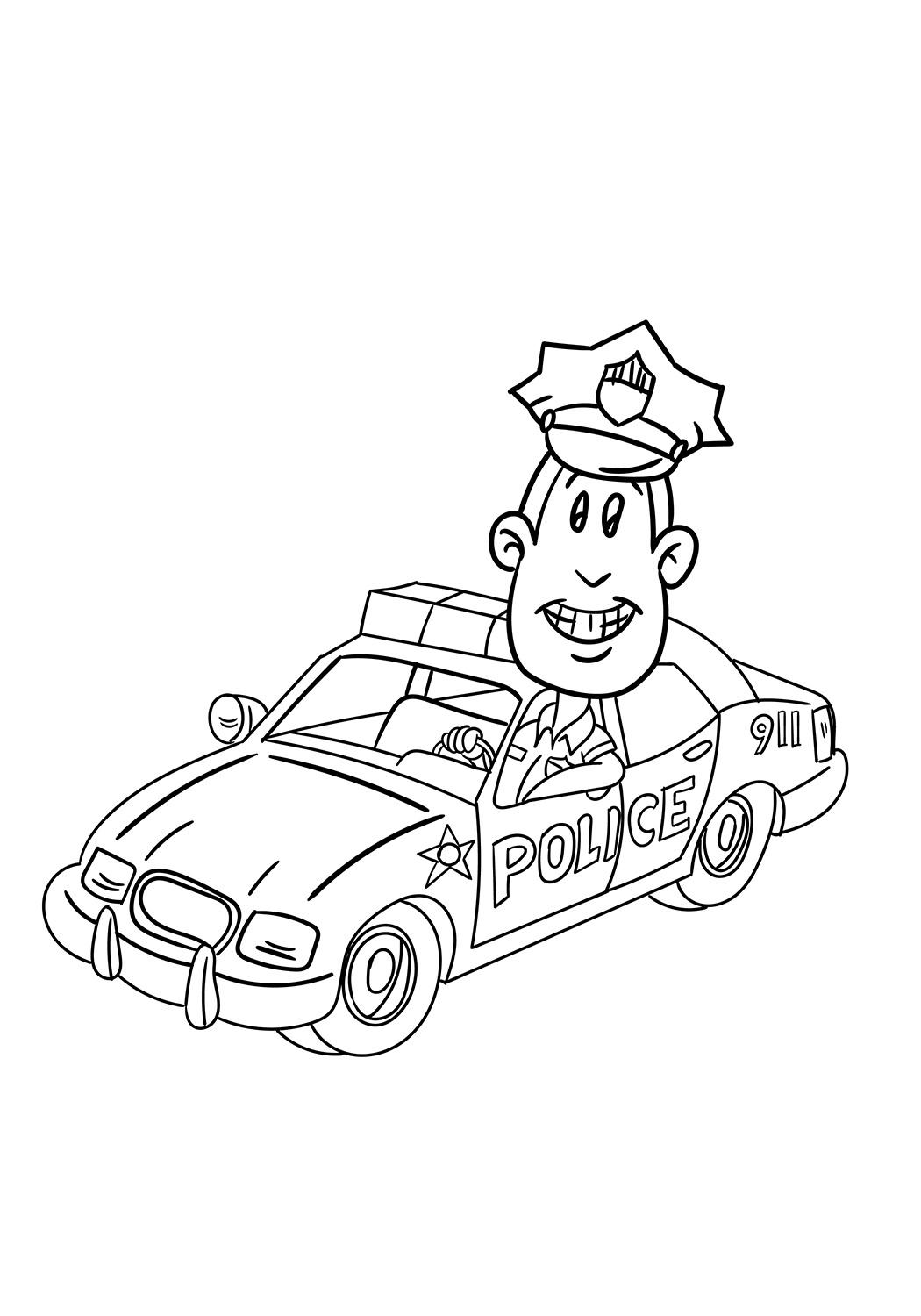 De politieagent in de auto