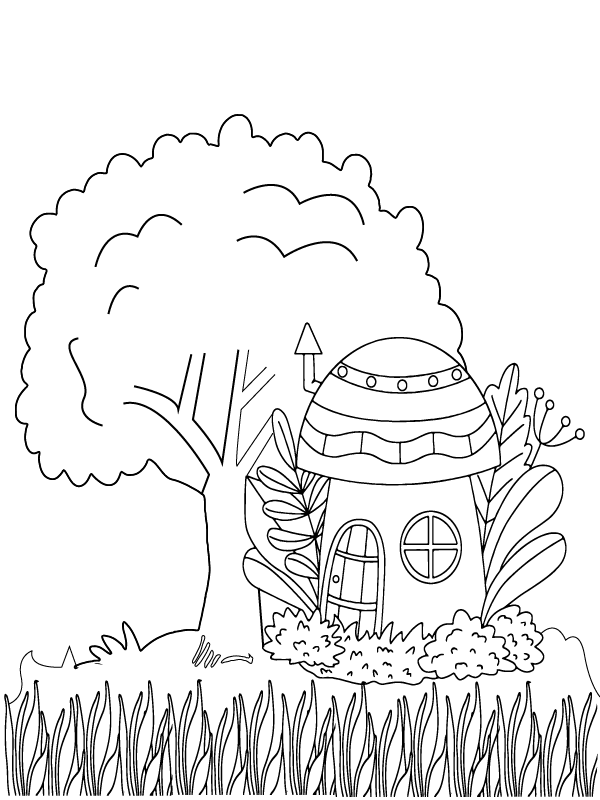 Fairy huis naast een boom