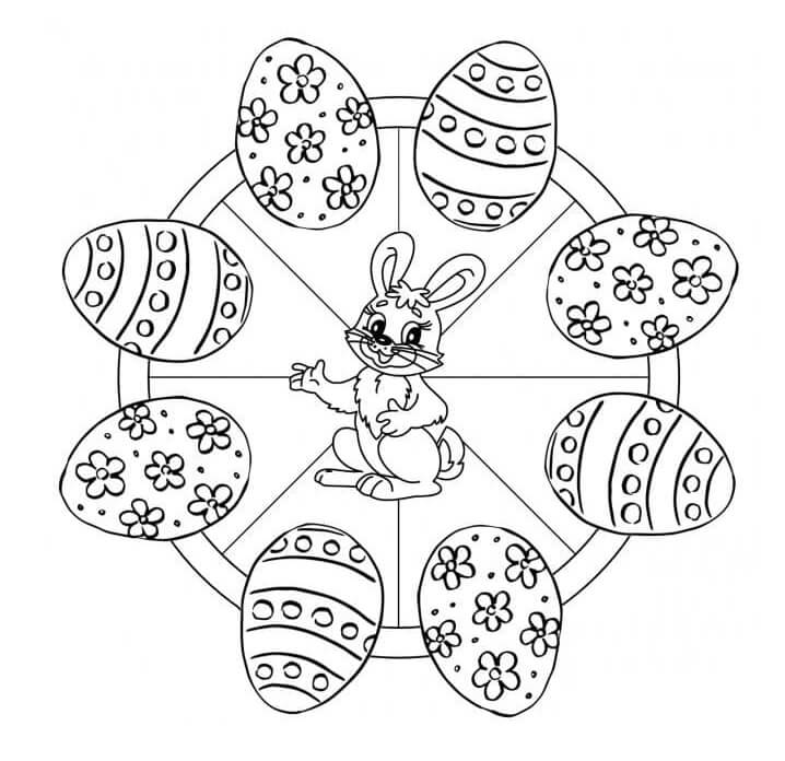 Mandala met konijn en eieren