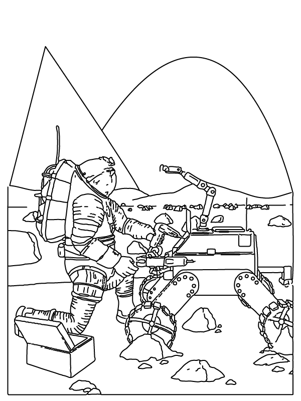 NASA-astronaut die de rover repareert