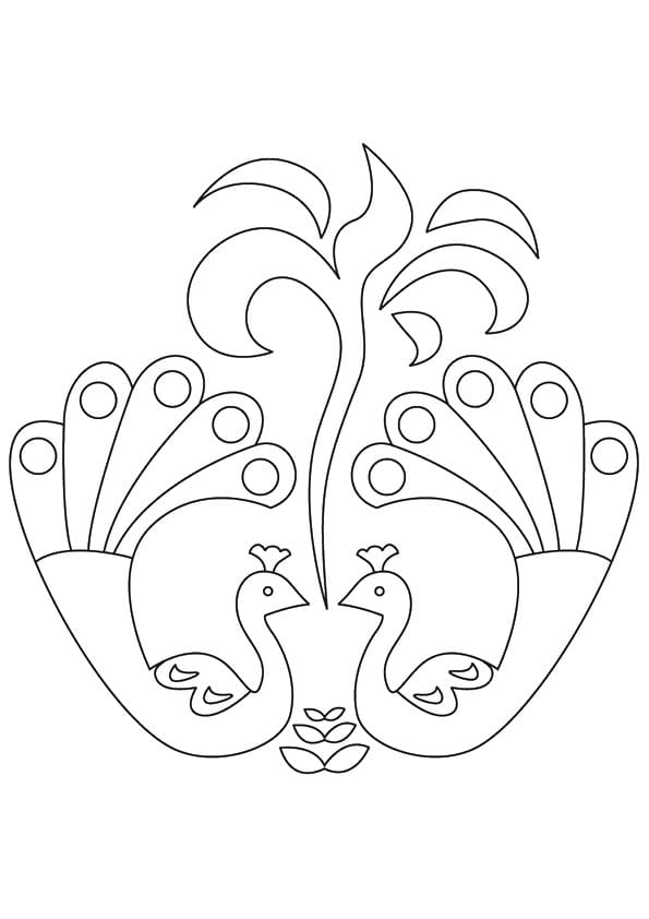 Pauw Rangoli-ontwerp