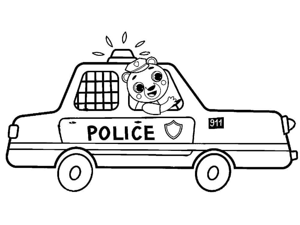 Schattige beer in politiewagen