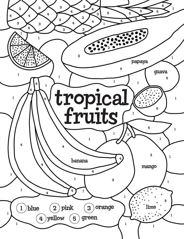 Tropisch fruit kleur op nummer