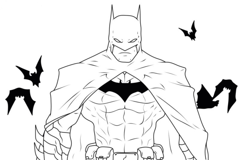 Batman kleurplaat met vleermuizen