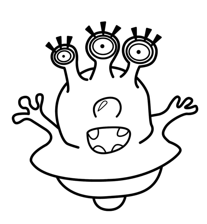 Criatura extraterrestre con tres ojos y tres dedos