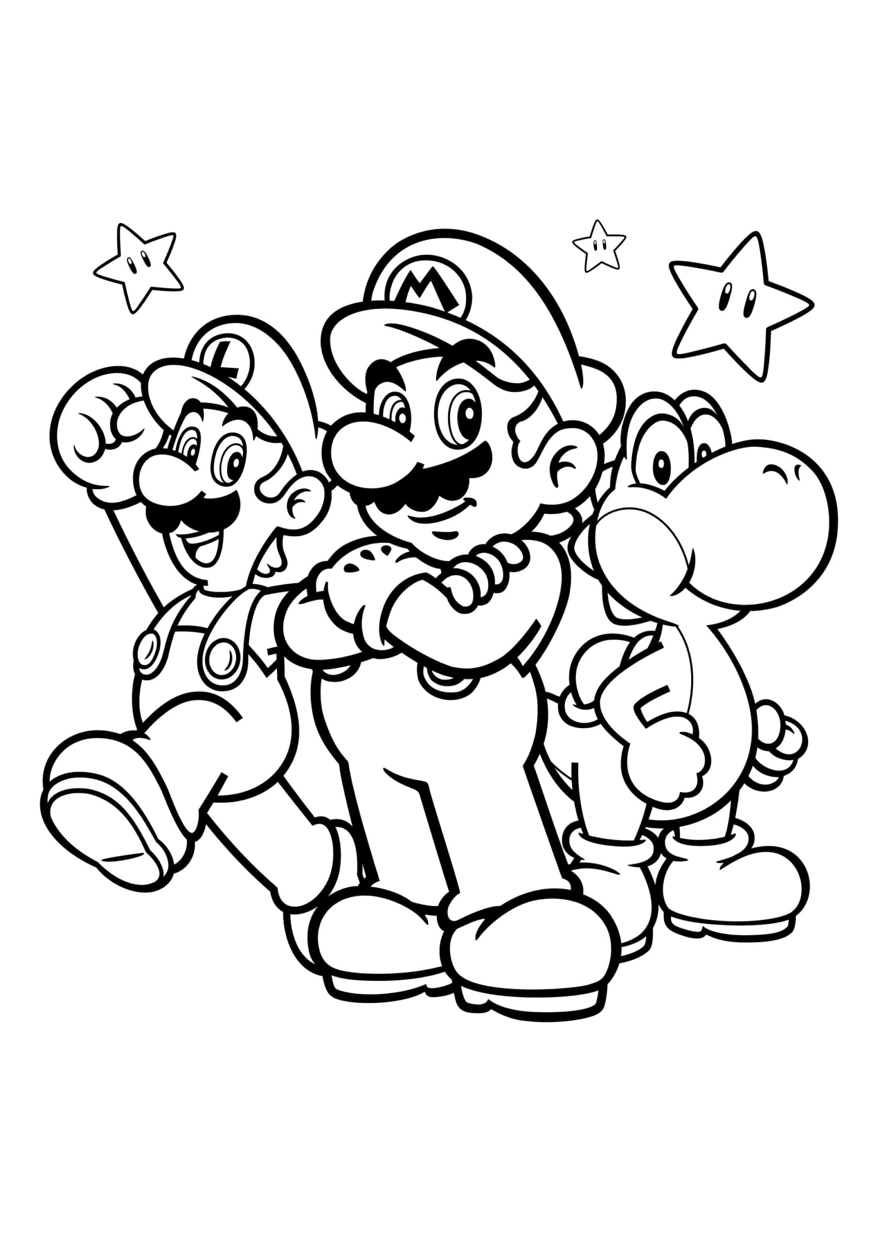 Drie hoofdpersonen van het spel Super Mario