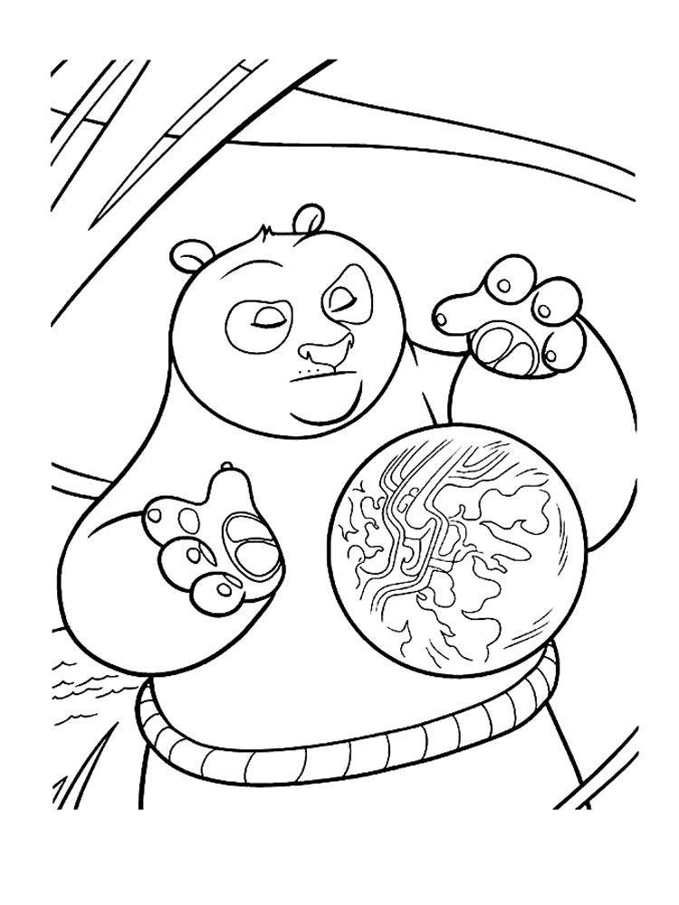 Een magische bal in de handen van een panda