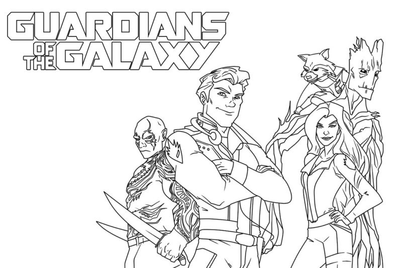 Gedetailleerde Guardians of the Galaxy kleurplaat