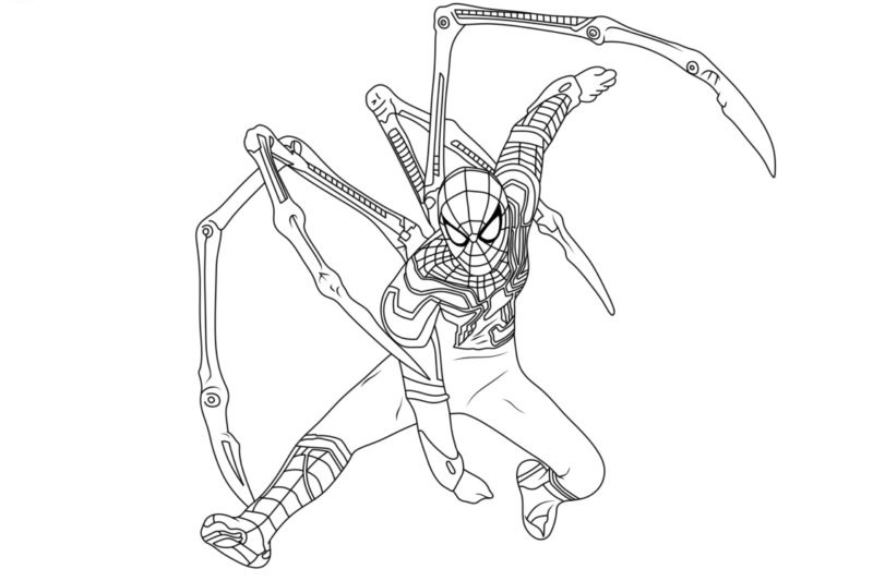 Gedetailleerde Iron Spiderman kleurplaat