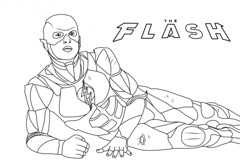 Gedetailleerde kleurplaat van de nieuwe Flash uit de film
