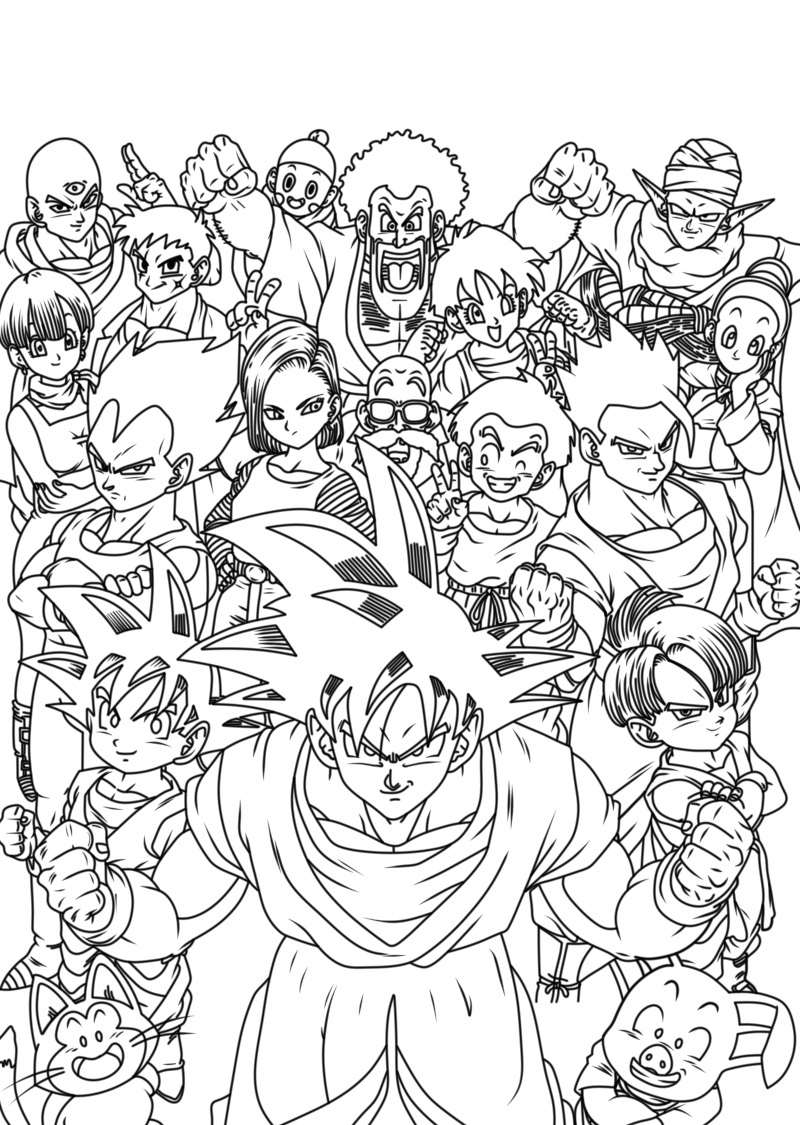 Gedetailleerde kleurplaat van Dragon Ball Z