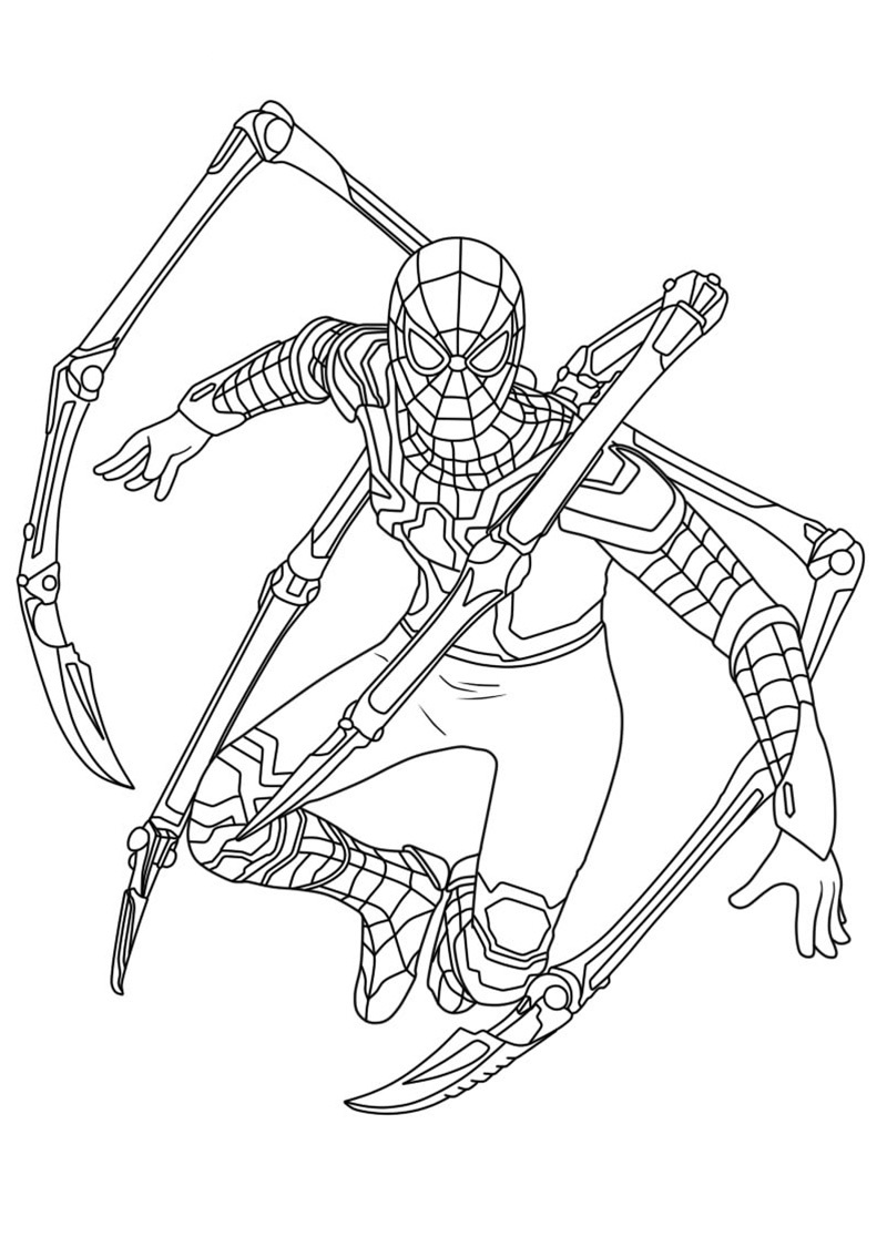 Gedetailleerde kleurplaat van Iron Spider-Man.