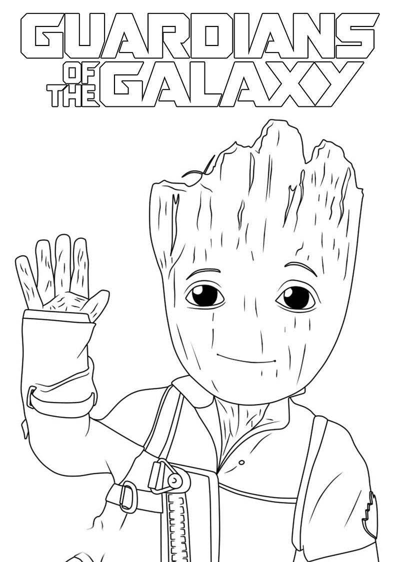Hoogwaardige kleurplaat Baby Groot Guardians of the Galaxy