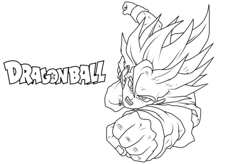 Hoogwaardige kleurplaat Goku uit de anime Dragon Ball Z 1