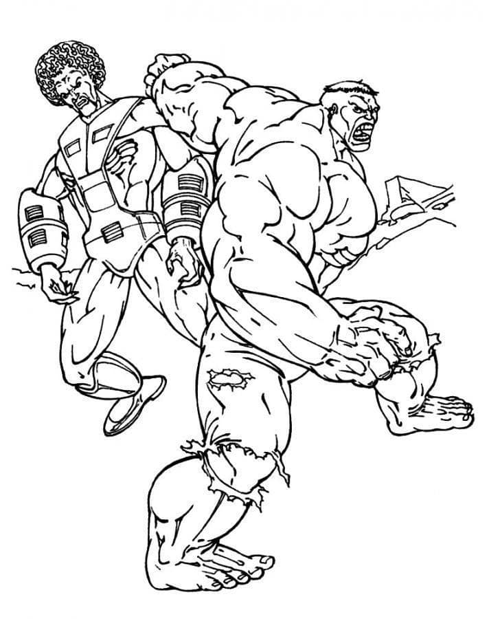 Hulk en Afro Robot vechten