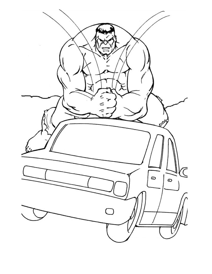 Hulk slaat als een voorhamer op de geparkeerde auto