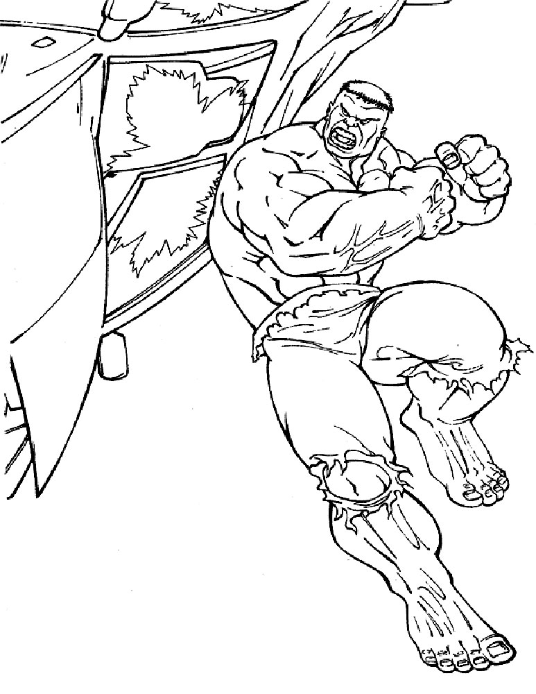 Hulk slaat met dezelfde beweging op de deur