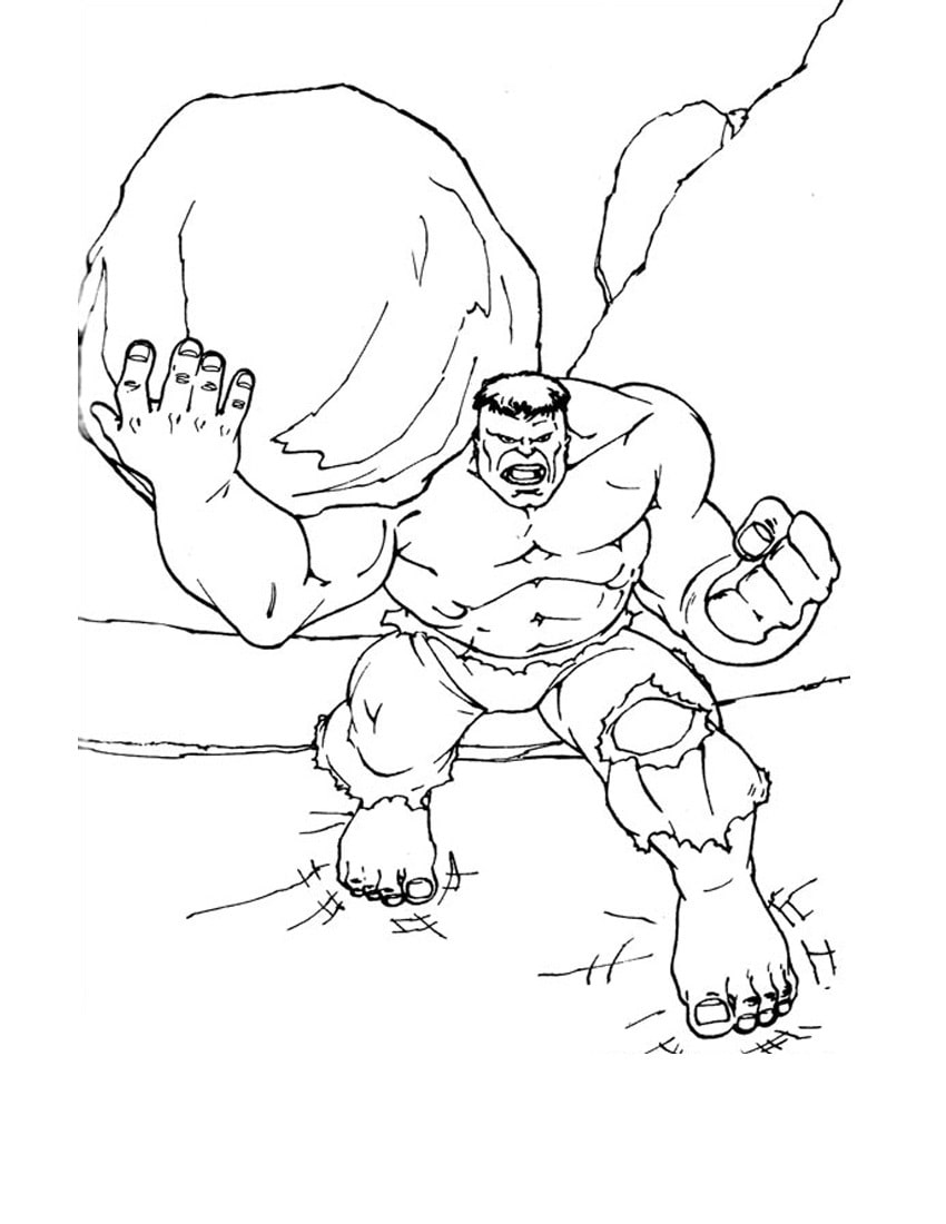 Hulk tilde een enorm rotsblok op, zo groot als hijzelf
