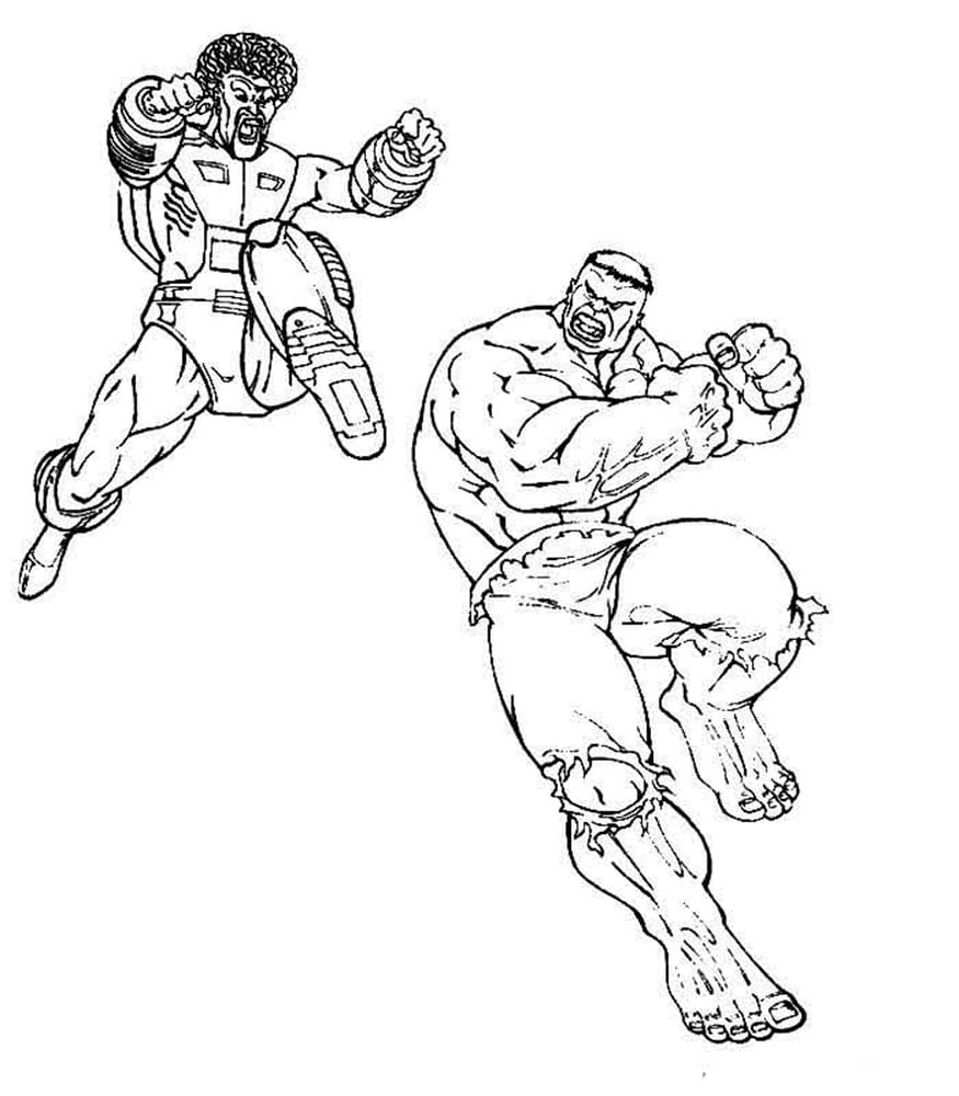 Hulk vecht tegen een behendige Afro-robot