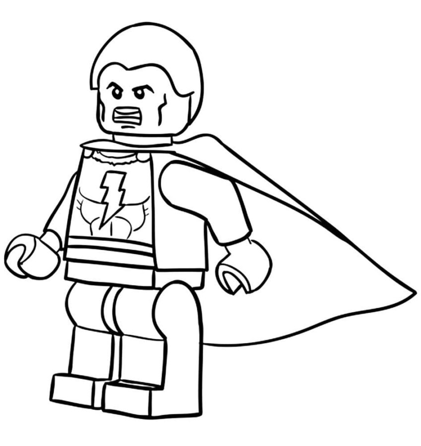 Kwaadaardige Lego Flash met een mantel.