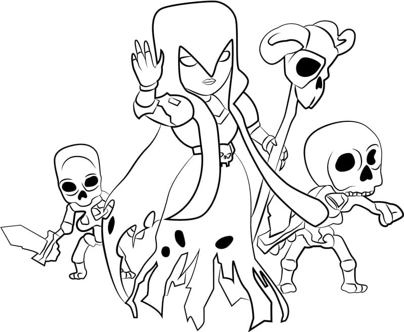 Magische heks met skeletten