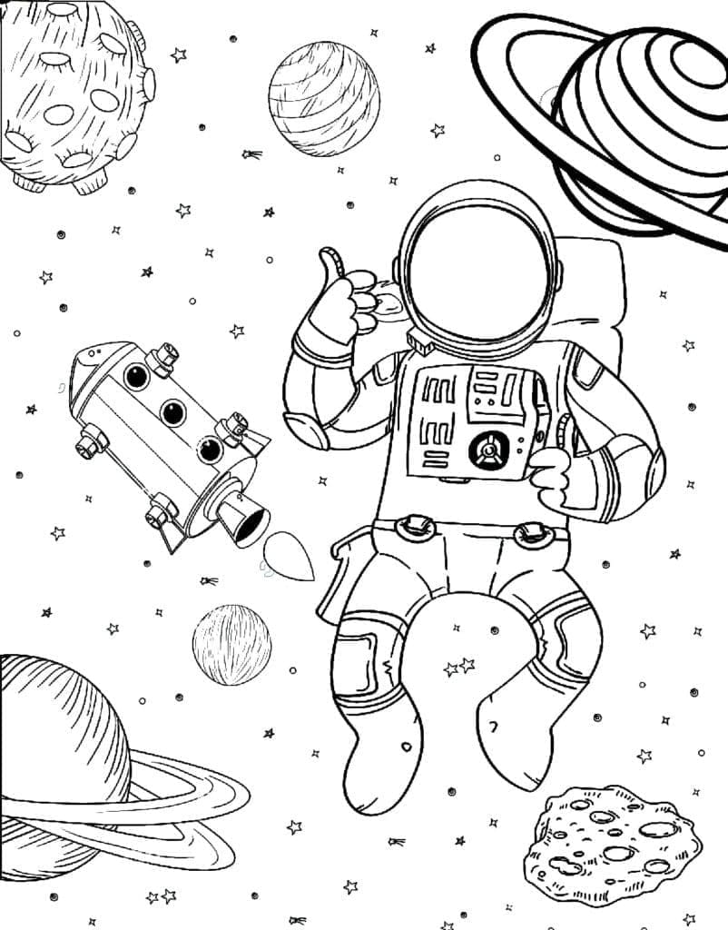 Astronaut Afdrukbaar Voor Kinderen Om In Te Kleuren