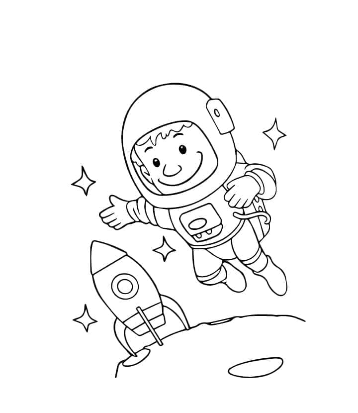 Astronaut En Raketschip Kleuren