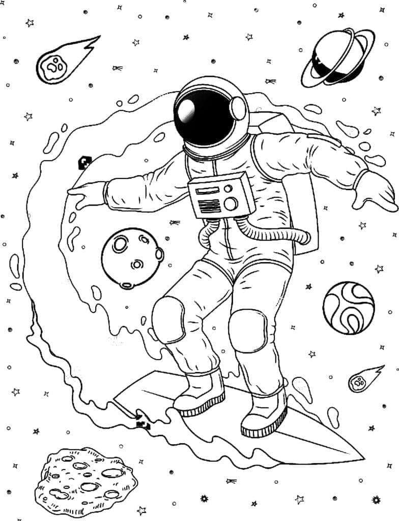 Astronaut In Ruimte Kleuring