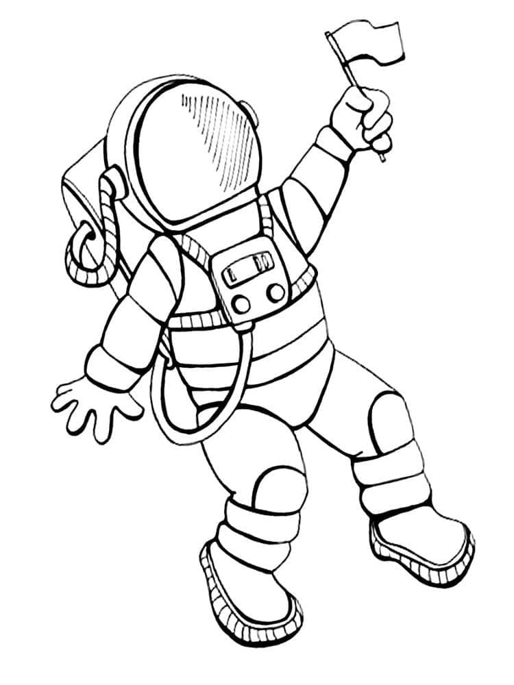 Astronaut Met Een Vlag Kleuring