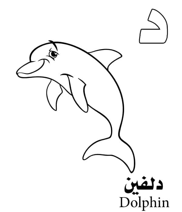 Brief Dal Is Voor Dolfijn Arabische Alfabetkleuring