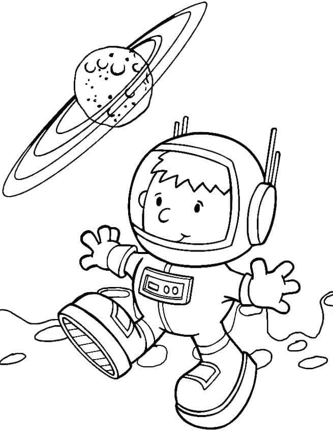 Kleine Jongen Astronaut Kleuren