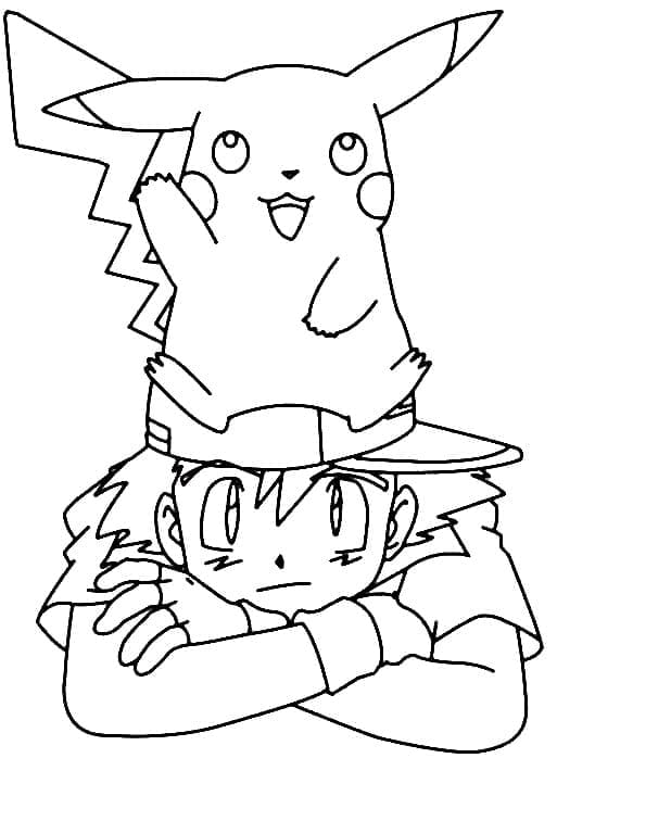 Satoshi Met Pikachu Kleurplaten