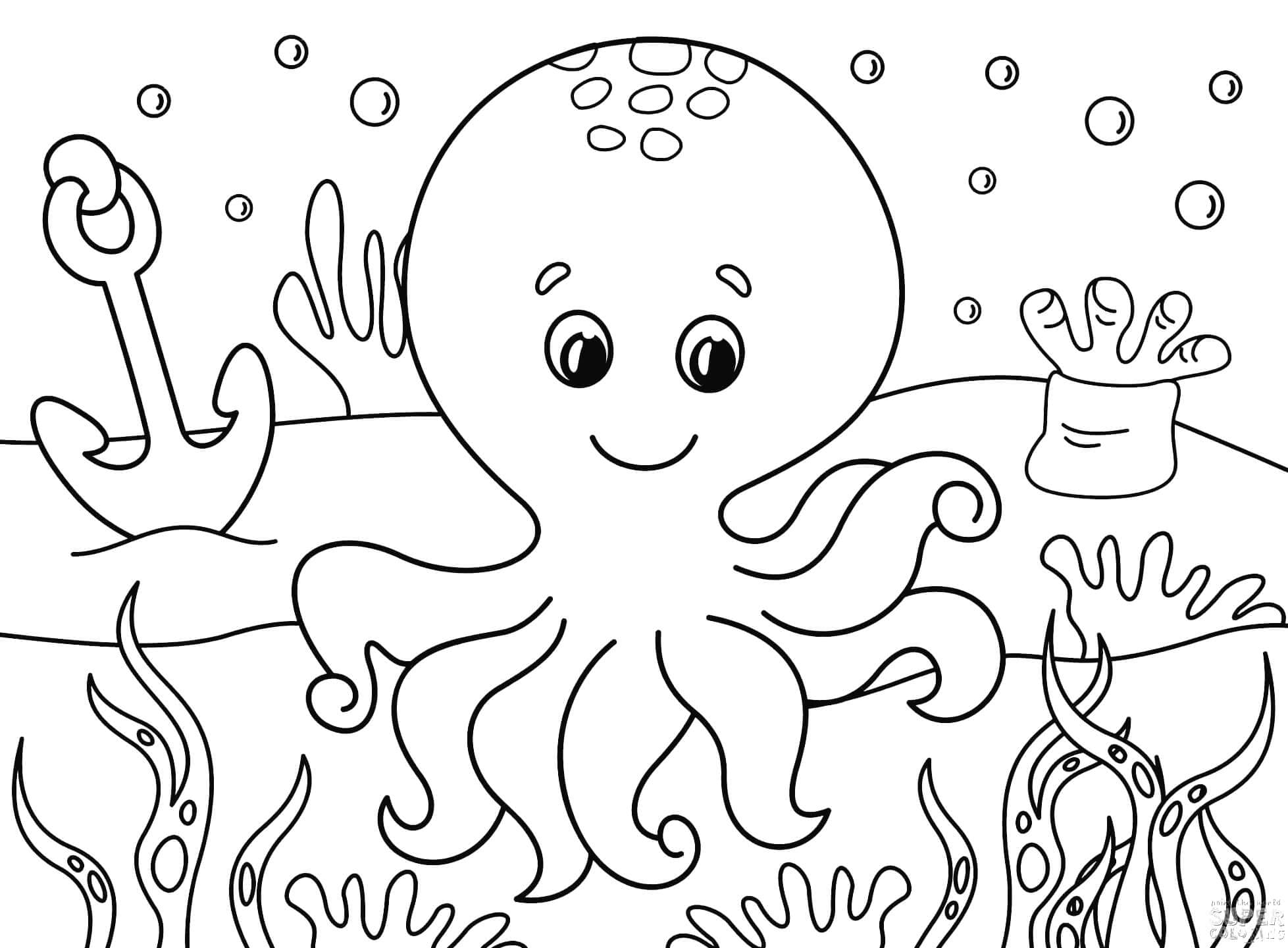 Leuke Octopus In De Zee Schattig