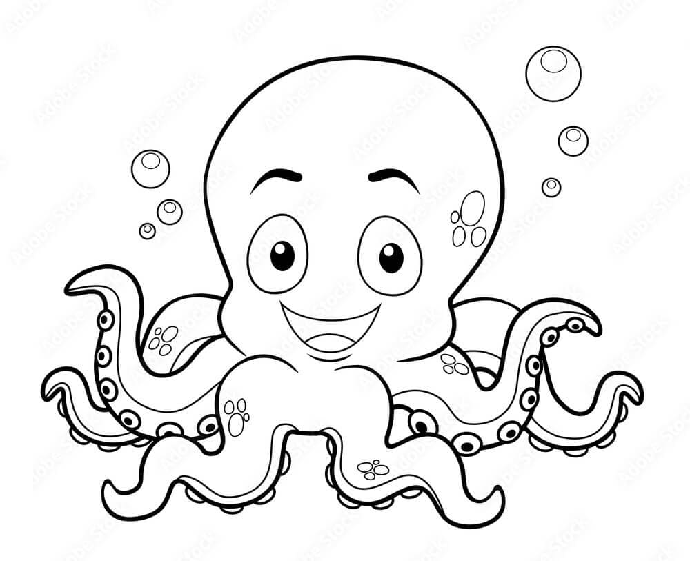 Leuke Tekenfilm Schattig Octopus