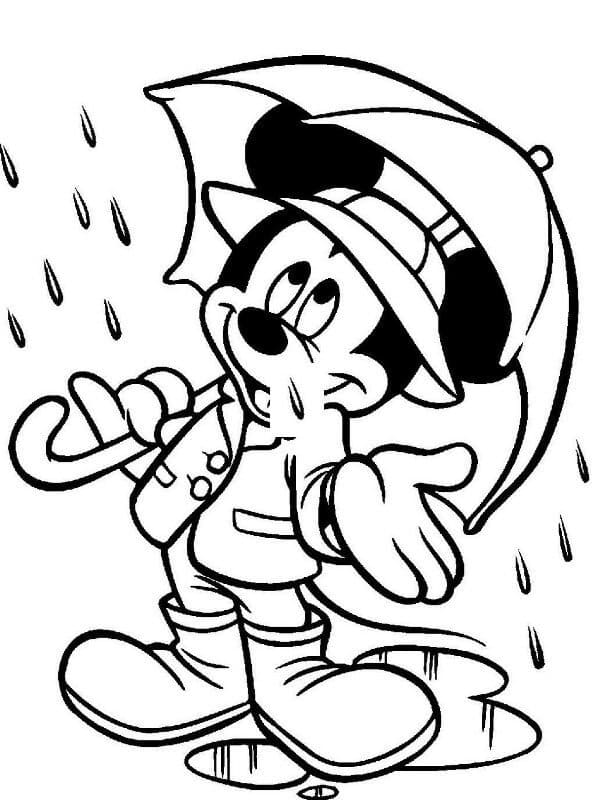 Mickey Mouse Houdt Paraplu Vast