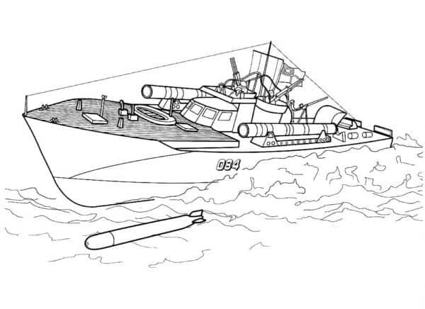 Militaire Boot Die Vijandelijke Schepen Aanvalt