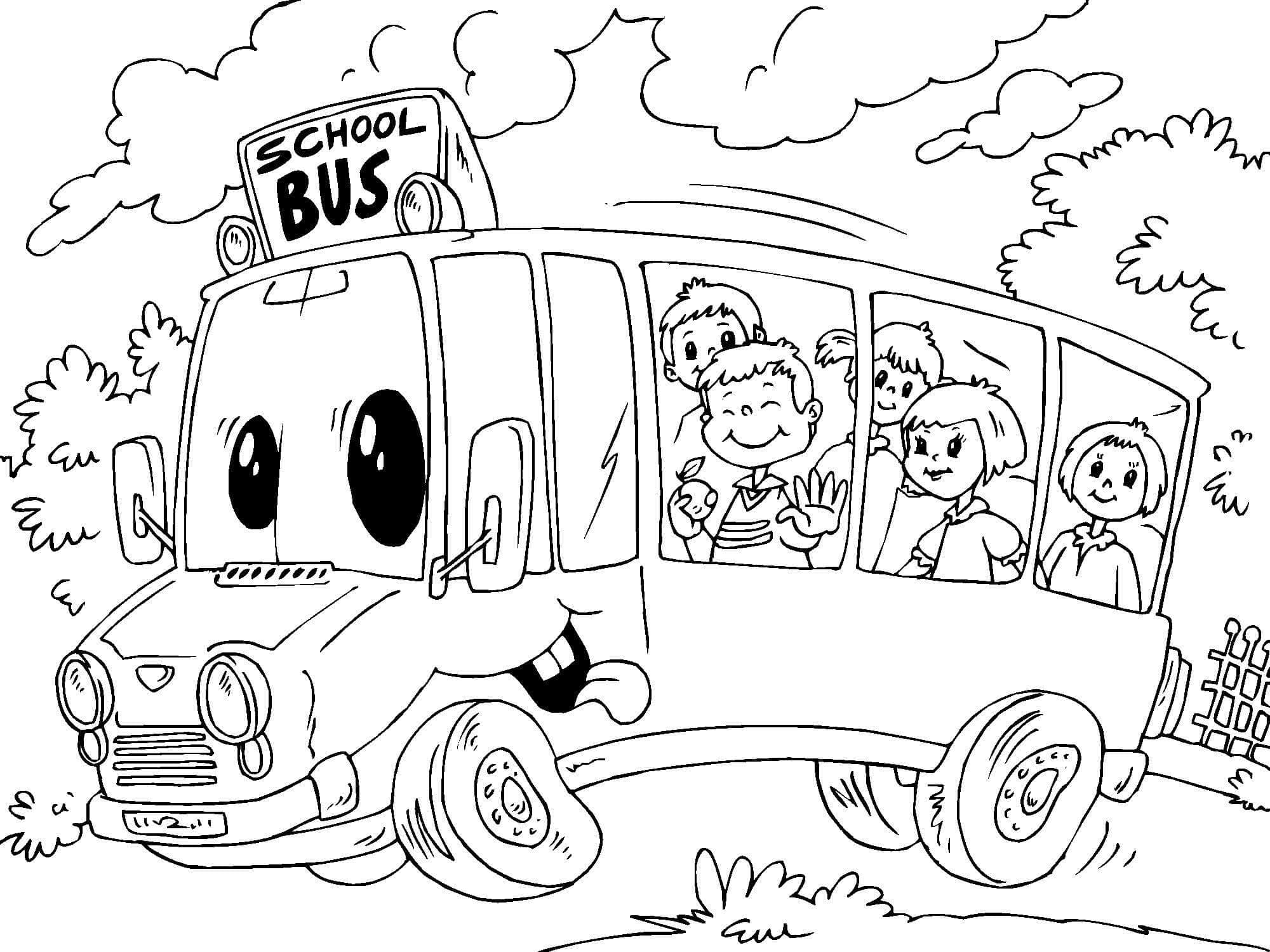 Kinderen in Een Cartoonbus
