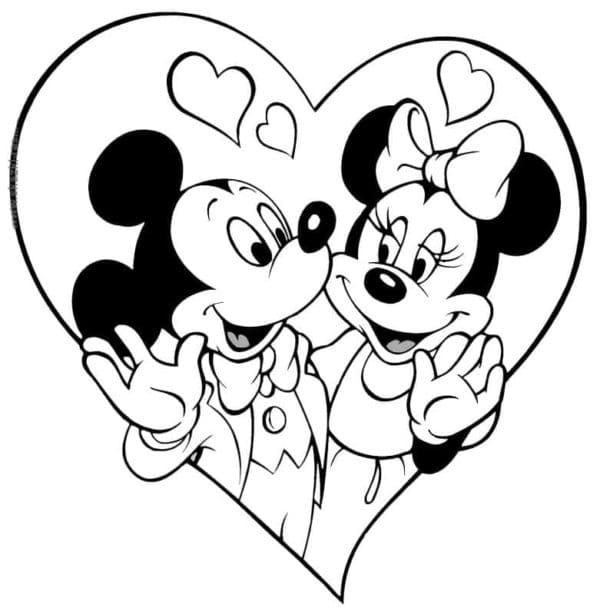 Een verliefd koppel Mickey Mouse en Minnie Mouse