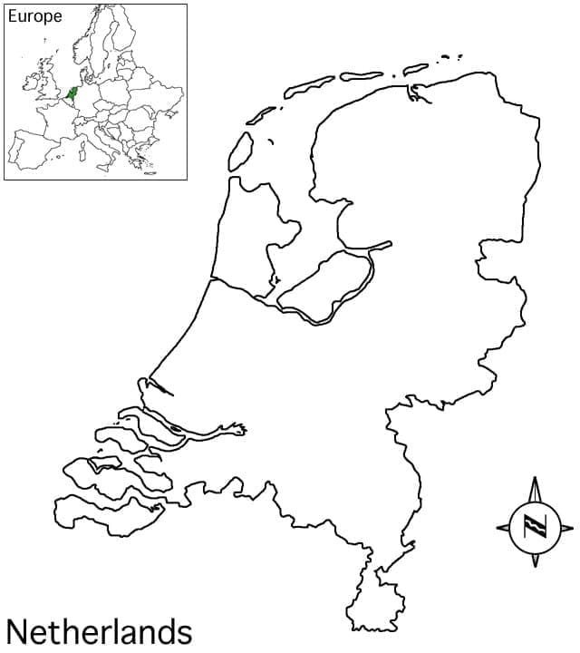 Gratis afdrukbare kaart van Nederland