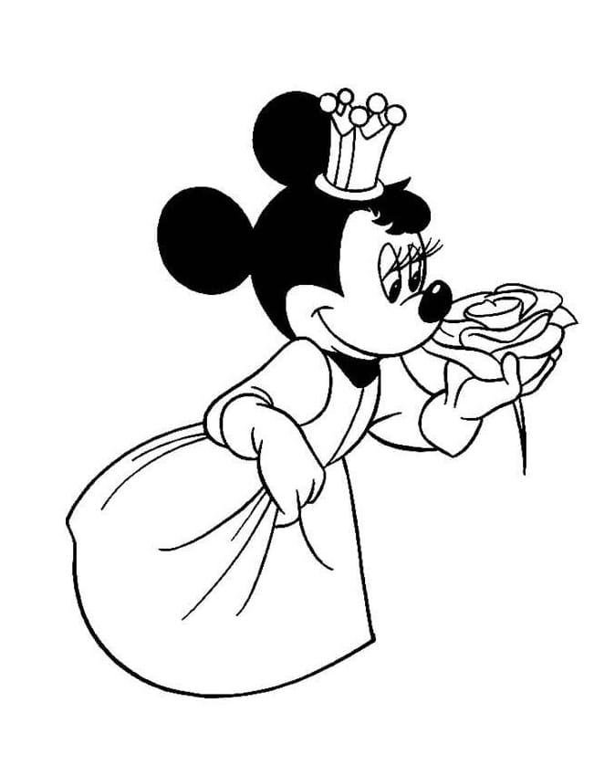 Koningin Minnie ruikt een roos