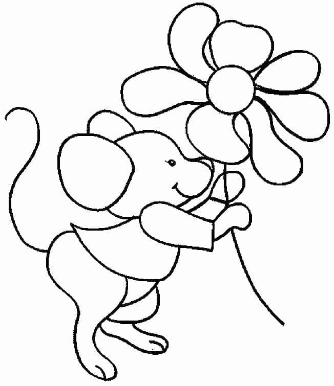 Leuke muis en bloem