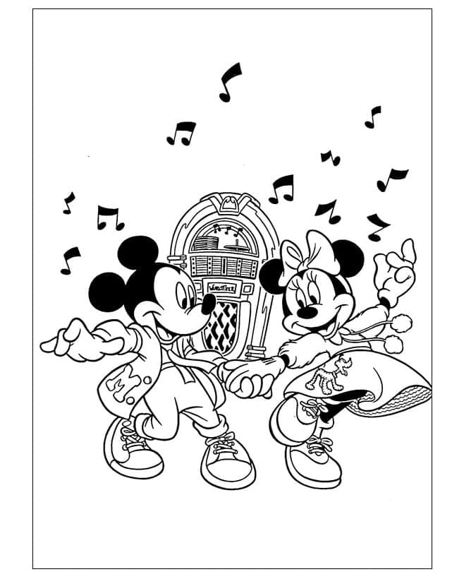 Mickey en Minnie mouse met muziek