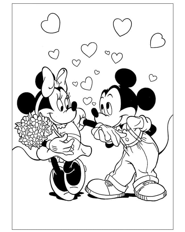 Mickey gaf Minnie een boeket