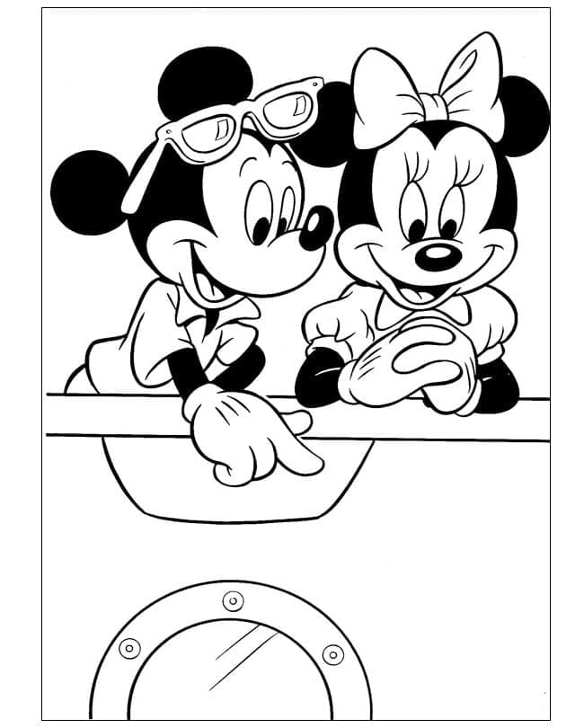 Mickey laat Minnie iets interessants zien