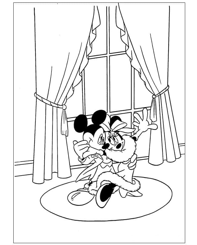 Mickey mouse met dansende Minnie muis