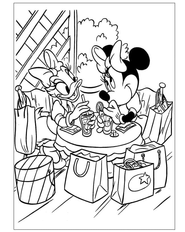 Minnie en Daisy drinken frisdrank