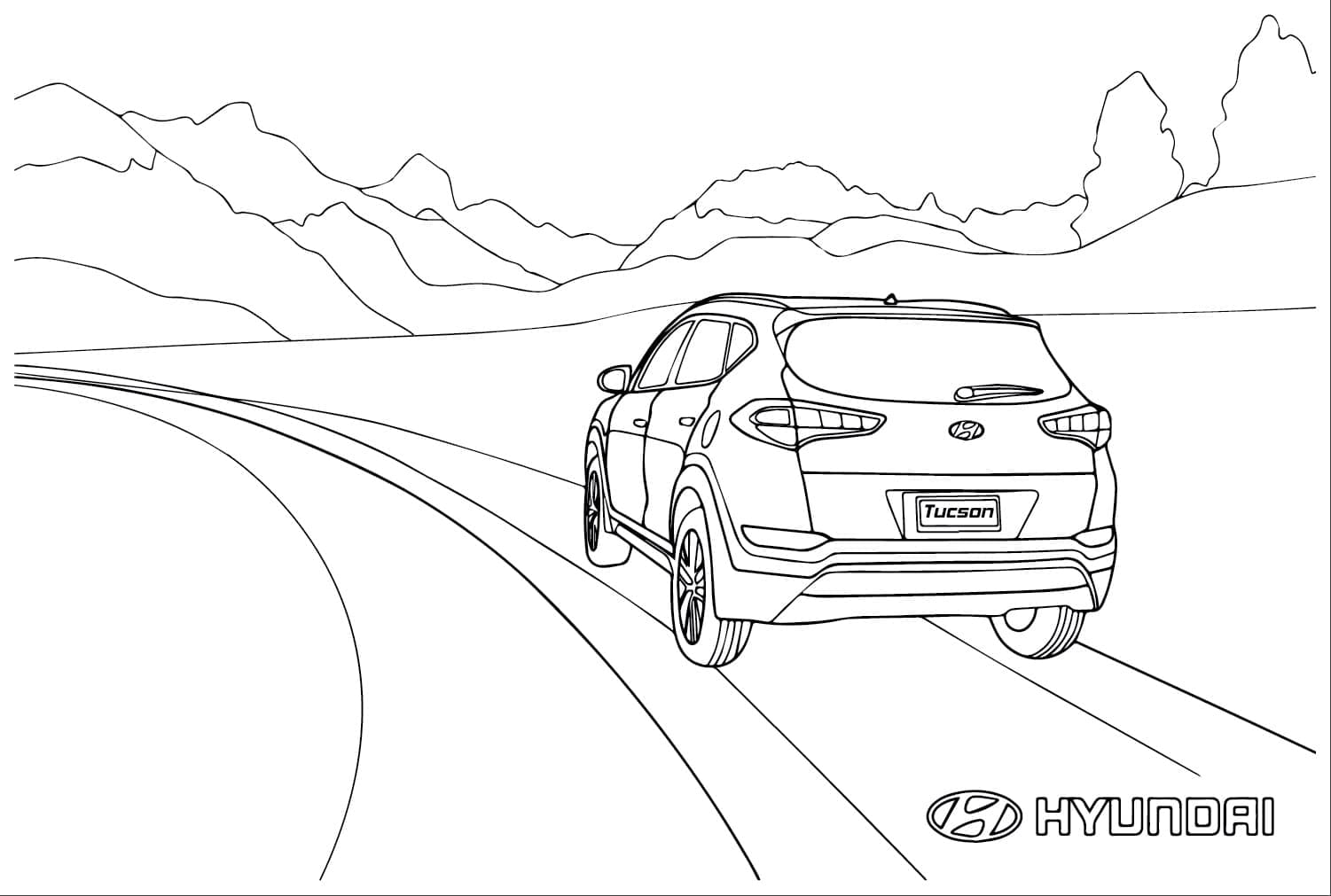 Hyundai-auto op de weg