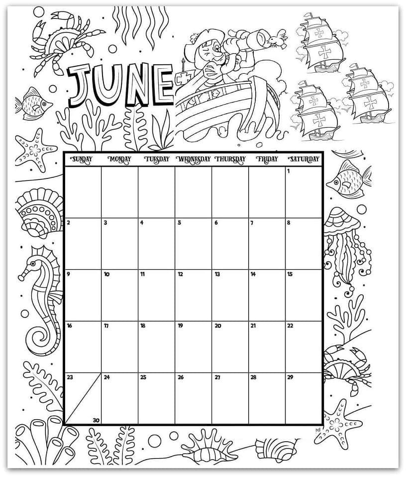 Kalender juni afdrukbaar